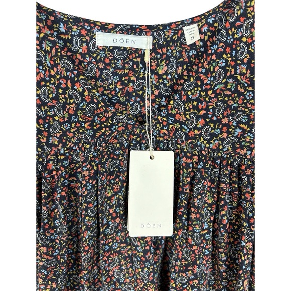 New Doen Silk Savona Blouse in Saint Claude Paisley S - Picture 4 of 15